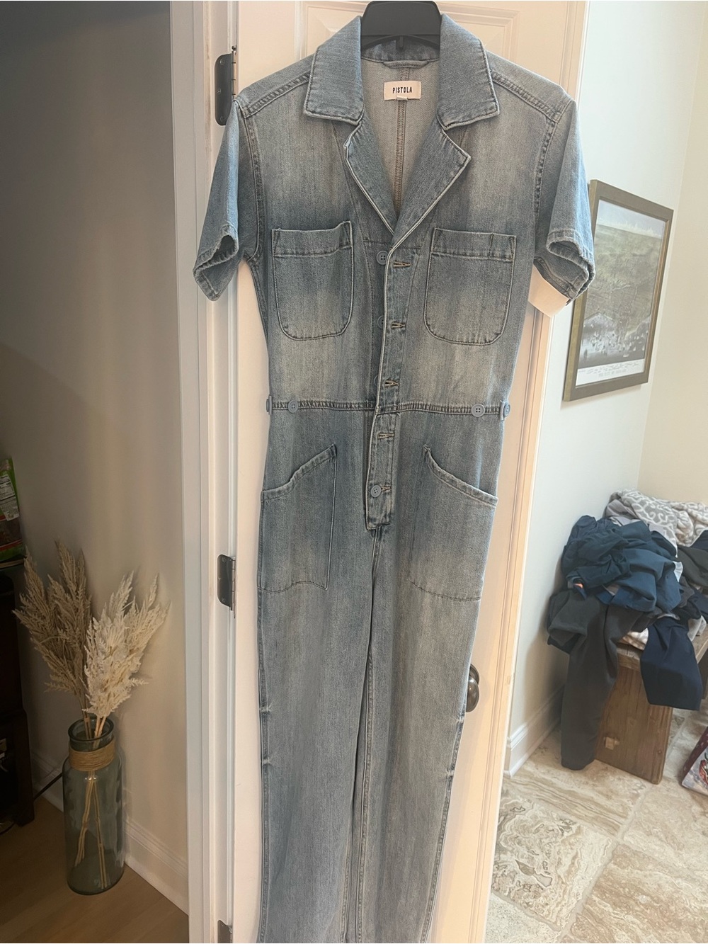 Grover Short Sleeve Field Jumpsuit In Disoriented In Blue - Picture 4 of 6